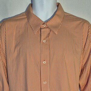 NICK GRAHAM New York/London dress shirt, orange/white small, checked design 2XL